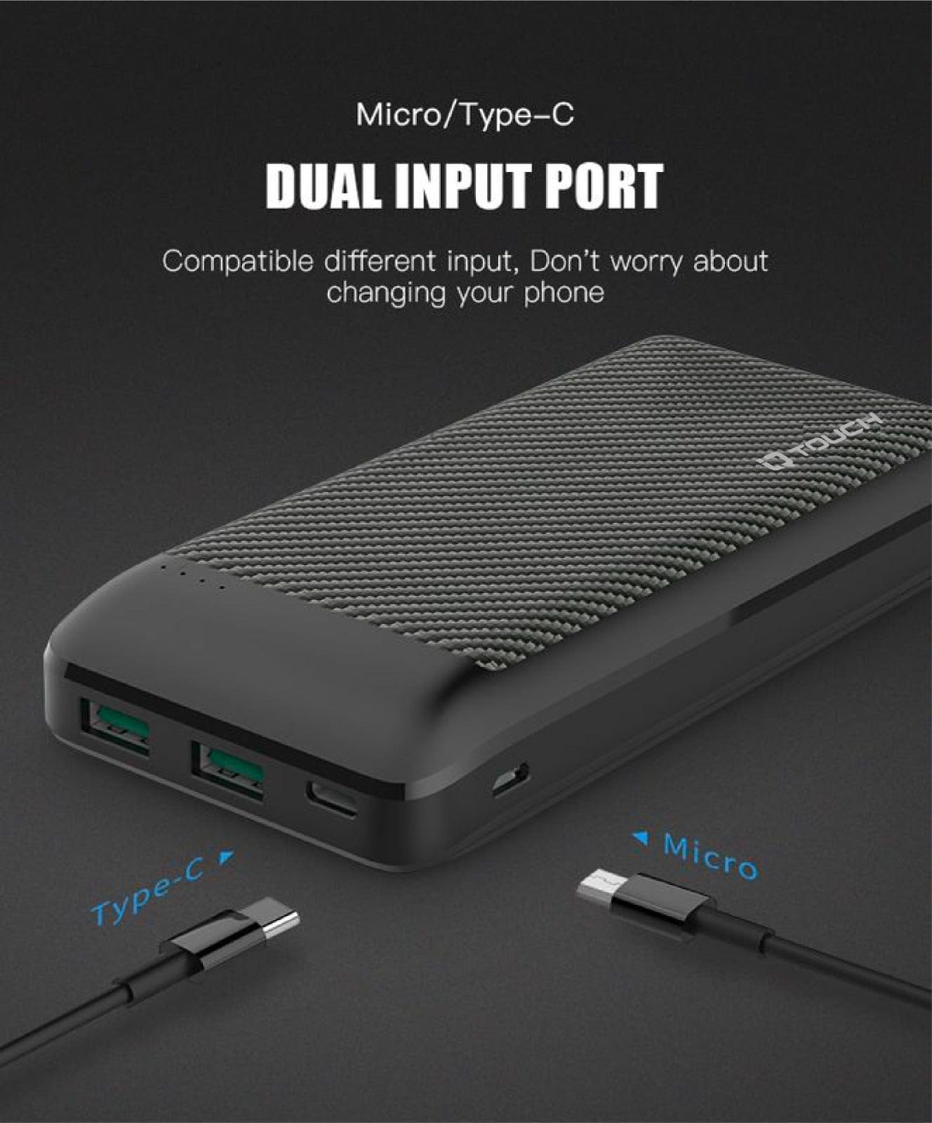 IQ Touch 10000mAh Carbon Fiber Power Bank - CARBONBOOST-10