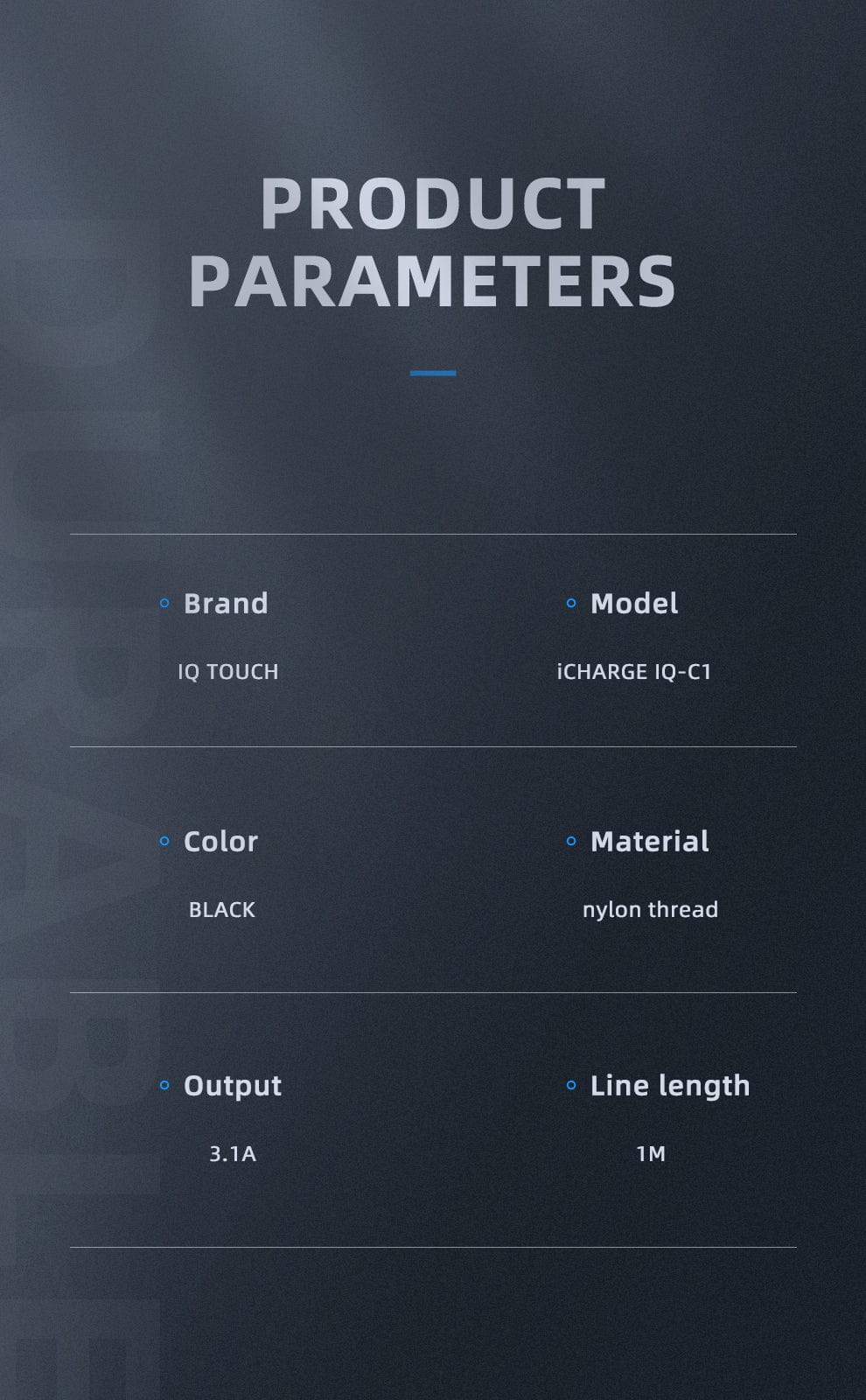 IQ TOUCH 1M Nylon Braided USB-A to USB-C Charging Cable - ICHARGE-IQ-C1