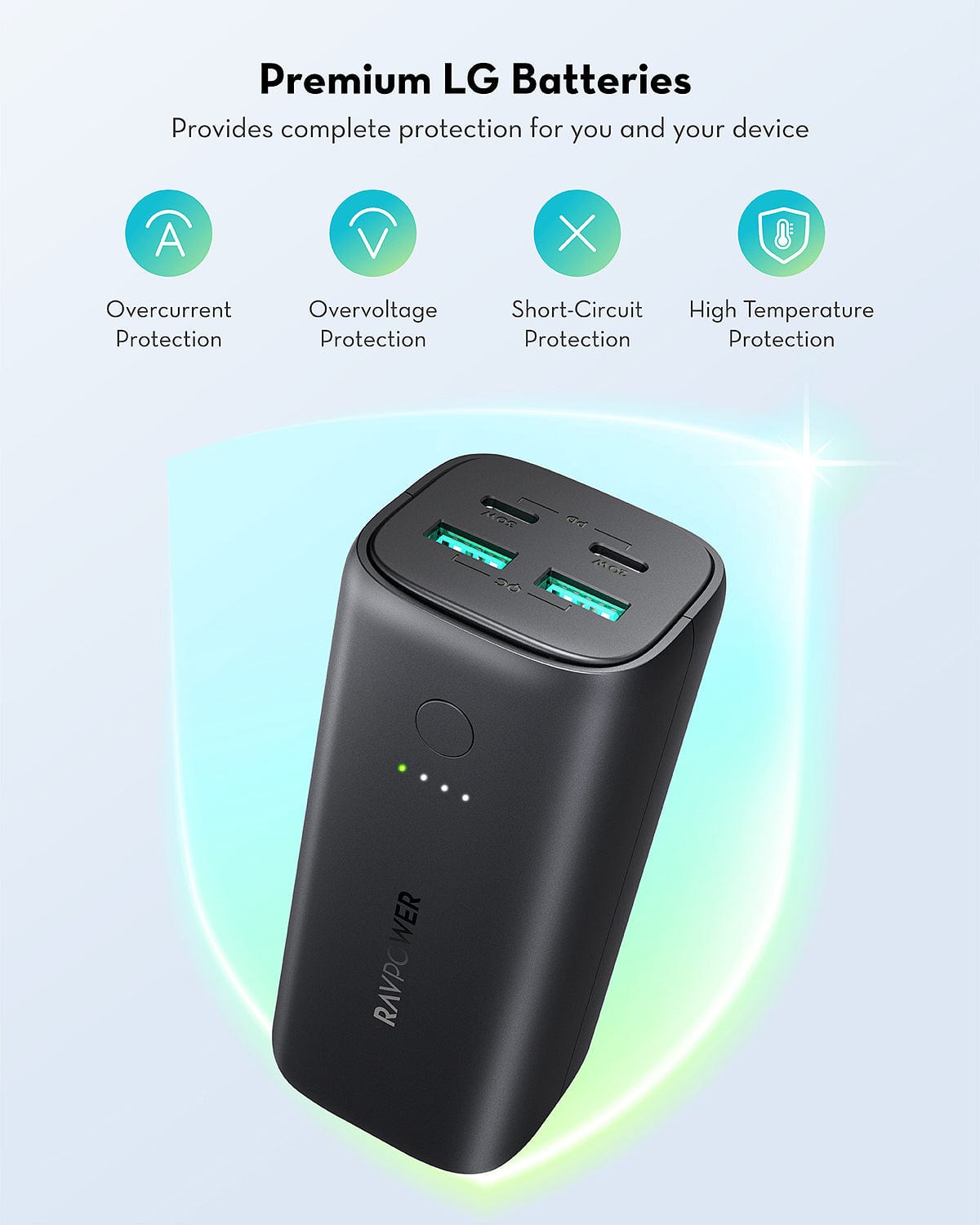RAVPOWER 20000mAh Power Bank with Dual Input & Output - PB208