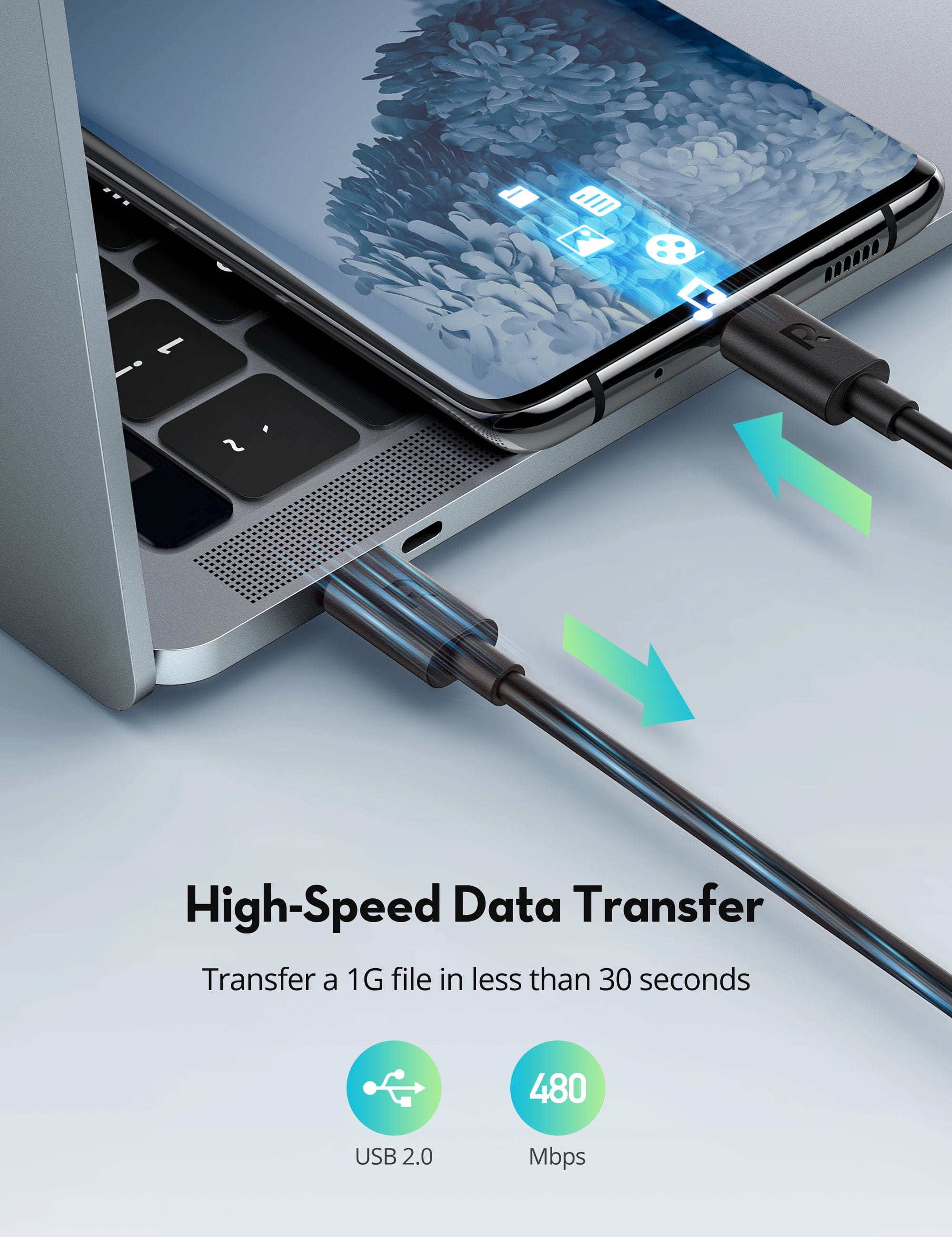 RAVPOWER Type-C To Type-C Charging Cable 1M (3.3ft) - CB058