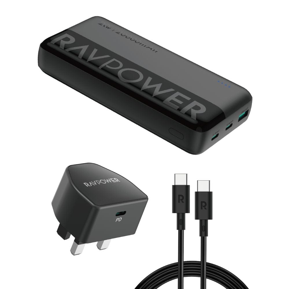 RAVPOWER 3-in-1 Travel Charging Combo(Power Bank, Wall Charger & Charging Cable) - PC1086