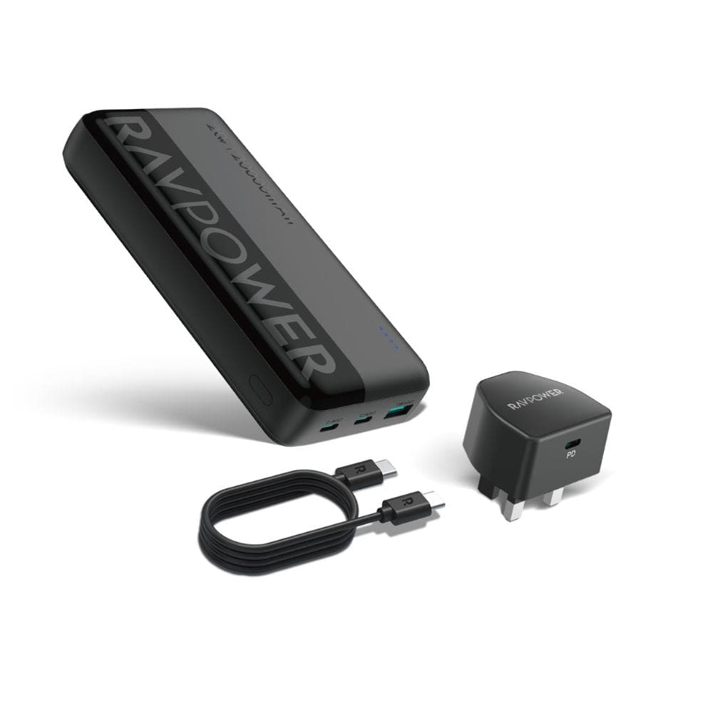 RAVPOWER 3-in-1 Travel Charging Combo(Power Bank, Wall Charger & Charging Cable) - PC1086