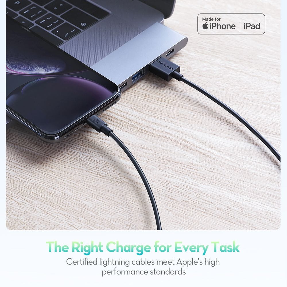 RAVPOWER USB-A to Lightning Fast Charger Cable - CB101