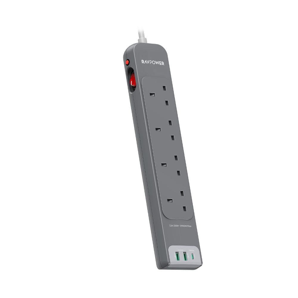 RAVPower RP-PC1038 3 Outlets Power Strip Gray UK Version 3m with USB Port main image 1