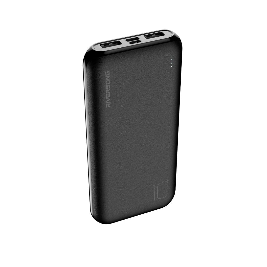 Riversong 10000mAh Fast Charging Power Bank, 2 USB-A, Micro USB & Type-C Port - PB78