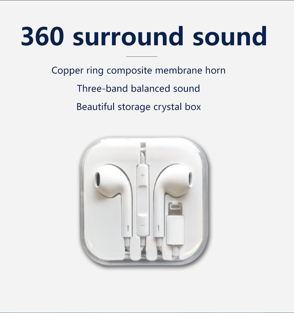 IQ TOUCH Wired Earbuds Headphones with Lightning Plug - SOLO-S7+
