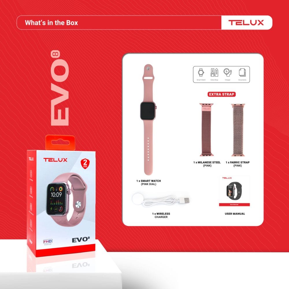 TELUX EVO 8 Smart Calling Watch with 1.91” FHD Display & Extra Strap - F1682