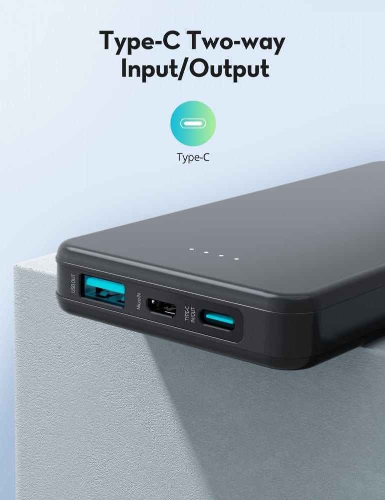 RAVPOWER Pioneer 10000mAh PD 15W 3 Port Power Bank - PB1215