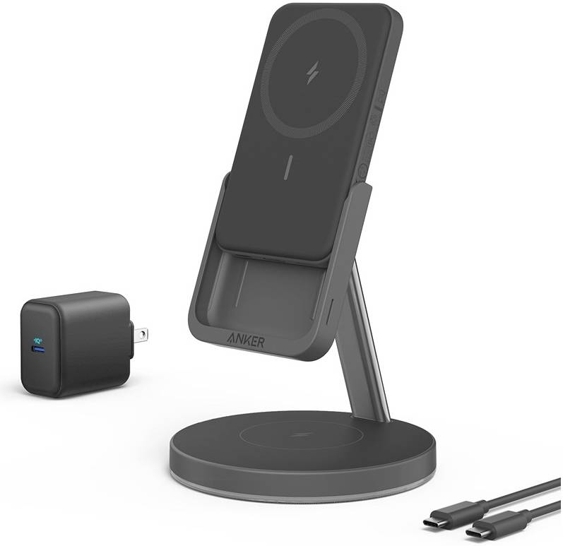 Anker 623 Magnetic Wireless Charger (MagGo) 2-in-1 Charging Station with  20W USB-C Charger,Black 