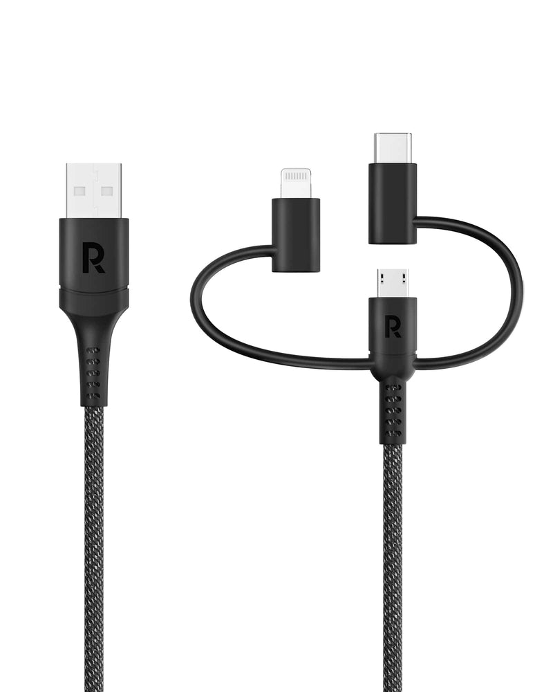 RAVPOWER 1.2M 3-in-1 Lightning/Type C/Micro USB Cable - CB1033