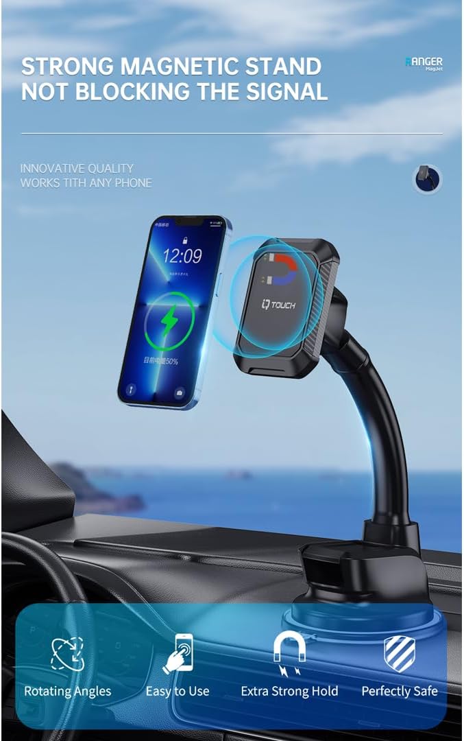 IQ TOUCH Magnetic Phone Holder With Shockproof Arm - RANGER-MAGJET