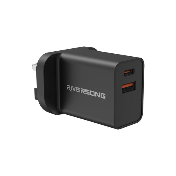 RIVERSONG 20W & 18W Dual Port Fast Wall Charger, 2 Ports PD & QC - AD26