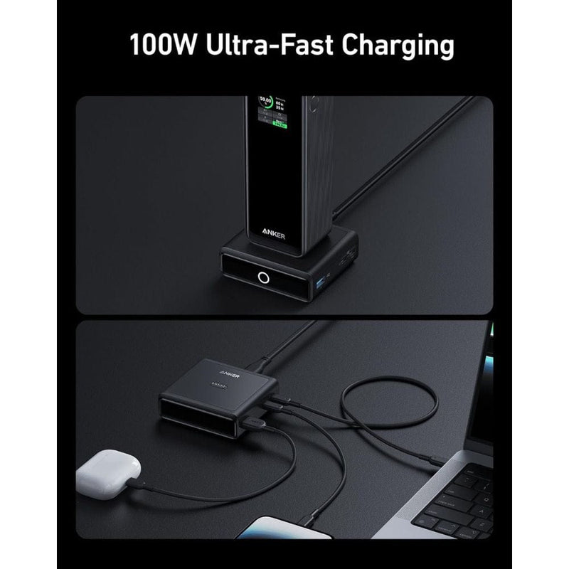 Anker 100W Charging Base for Anker Prime Power Bank ( Charging Stand with 3 USB-Ports) - A1902