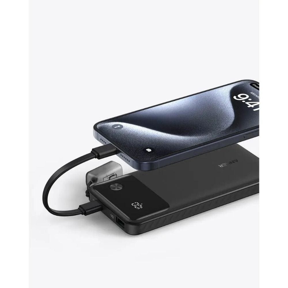 Anker 10K Smart Display Power Bank with USB-C Lanyard Cable - A1388 Anker 10K Smart Display Power Bank with USB-C Lanyard Cable - A1388