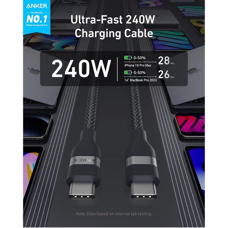 Anker 240W USB-C to USB-C PD Fast Charging Cable (Upcycled-Braided) - A82E2