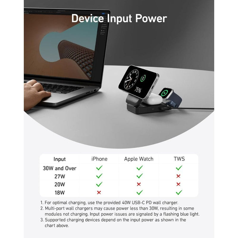 Anker 3-in-1 MagSafe 15W Wireless Charging Station for Apple Devices - B2557