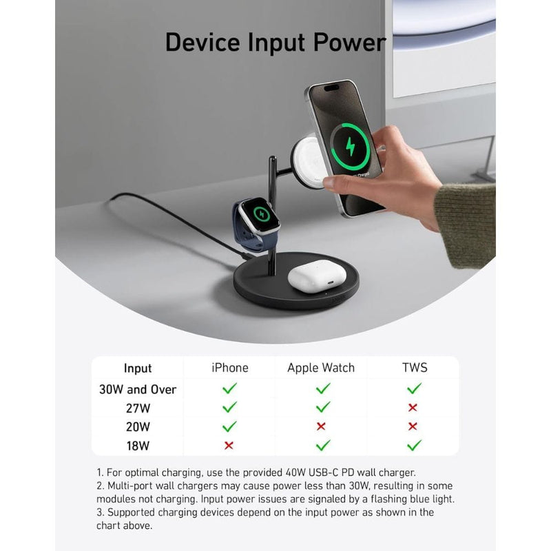 Anker 3-in-1 MagSafe 15W Wireless Charging Stand for Apple Devices - B25M3