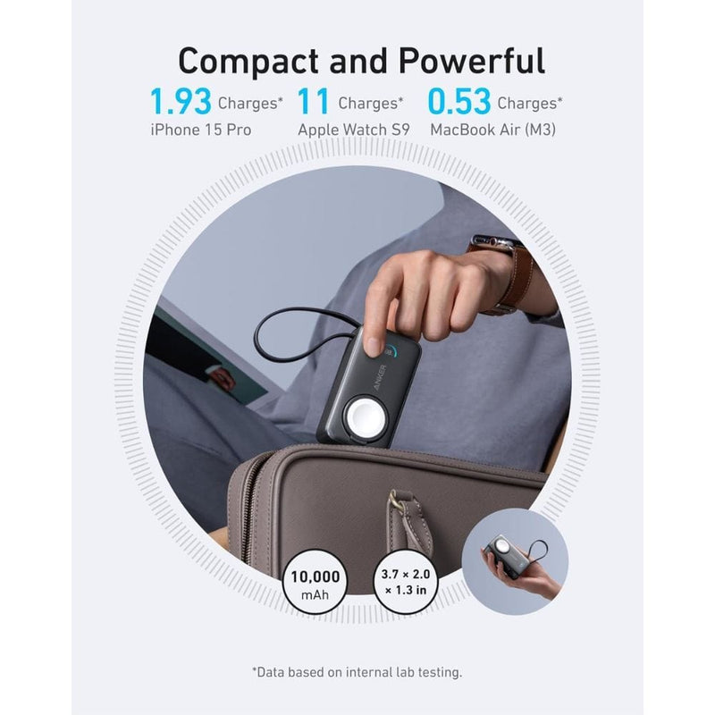 Anker MagGo Power Bank with Apple Watch charger & built-in USB-C cable (10K, 35W) - A1657