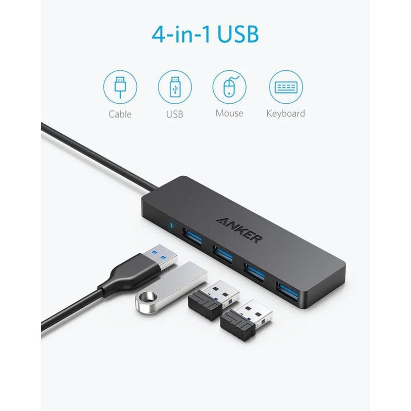 Anker Ultra-Slim 4-Port USB 3.0 Data Hub with 2 ft Cable - A7516