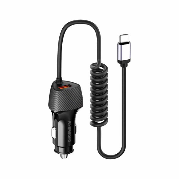RIVERSONG 38W Charger With Built-in Type-C Coiled Cable - CC38T