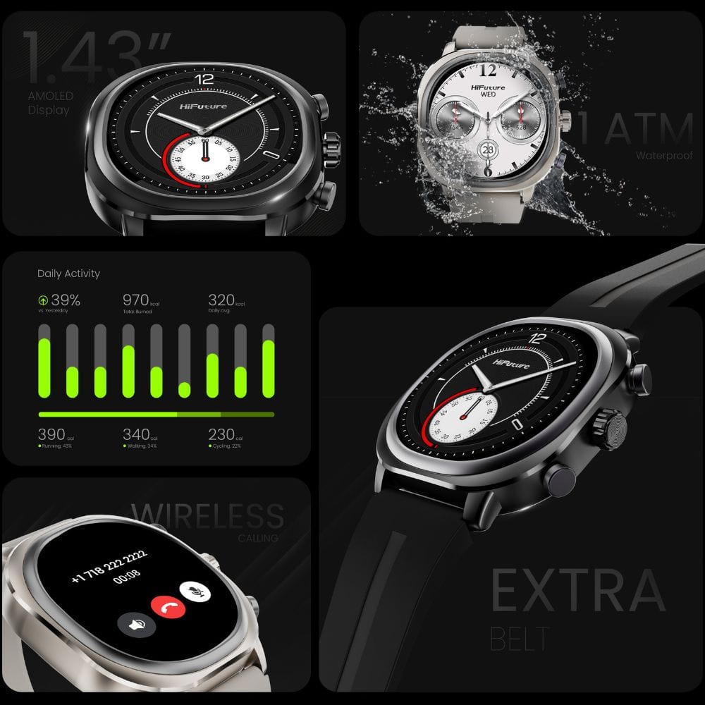 HiFuture AIX Lite Dual Core Smart Watch with Extra Belt (Gorilla Glass) - HSSW8