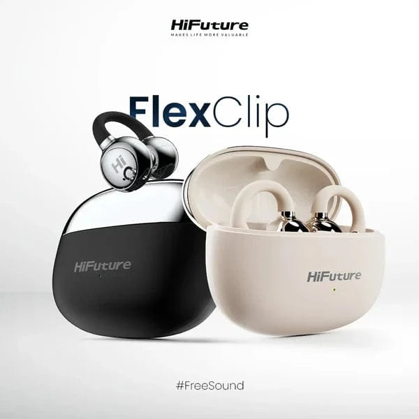 HiFuture FlexClip Open Ear Wireless Earbuds, 30 Hrs Playtime, AI ENC Noise Cancellation – HEFC