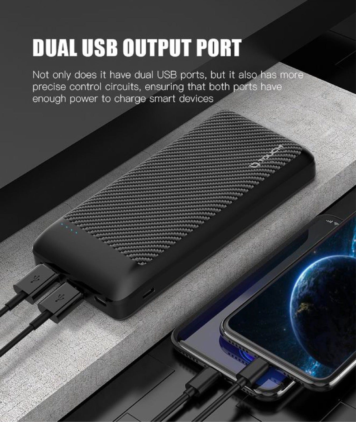 IQ Touch 10000mAh Carbon Fiber Power Bank - CARBONBOOST-10