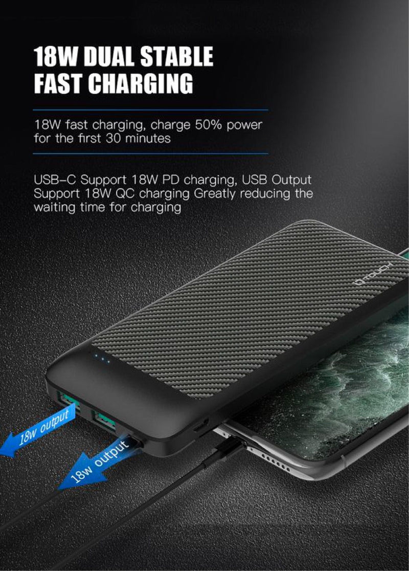 IQ Touch 10000mAh Carbon Fiber Power Bank - CARBONBOOST-10