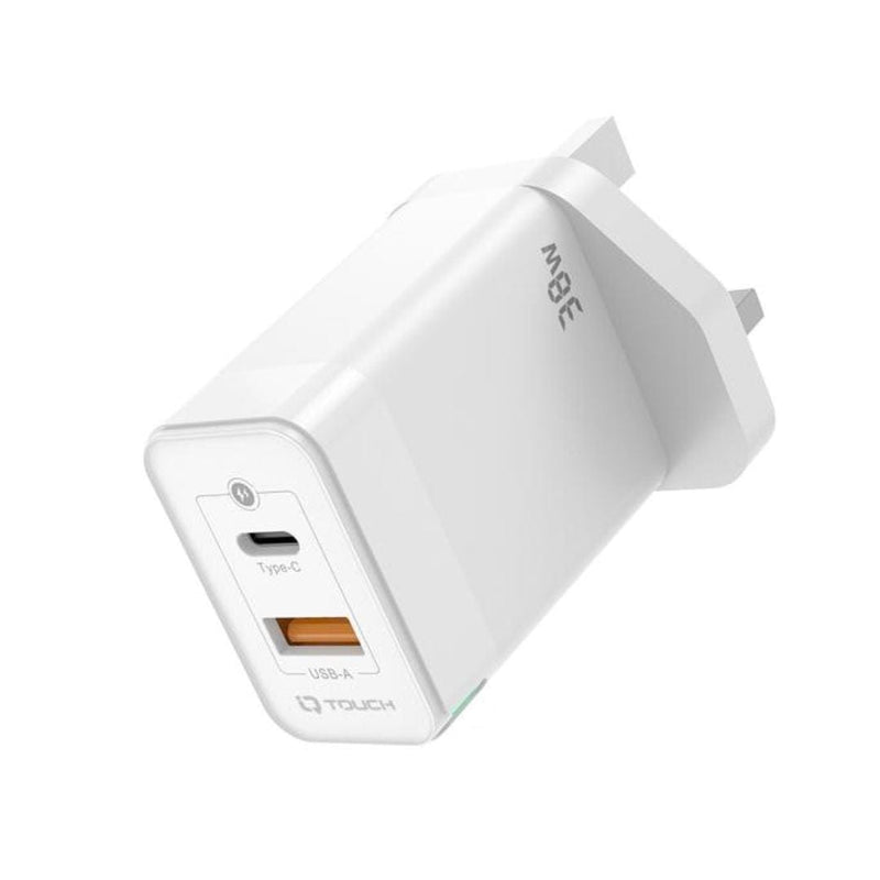 IQ TOUCH 38W Dual Port Wall Charger Powered by GaN Tech - ICHARGE-38PD-QC