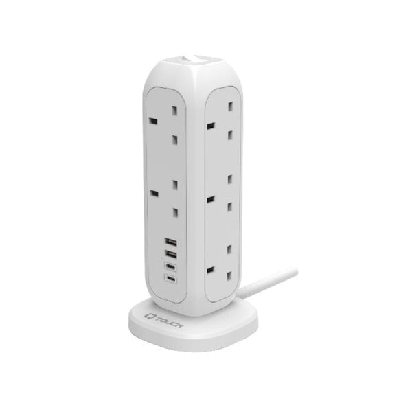 IQ TOUCH 15-in-1 Power Strip Tower with 11 AC Outlets, 2 USB-A, & USB-C Ports - POWERHUB-15