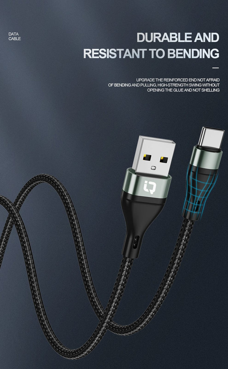 IQ TOUCH 1M Nylon Braided USB-A to USB-C Charging Cable - ICHARGE-IQ-C1
