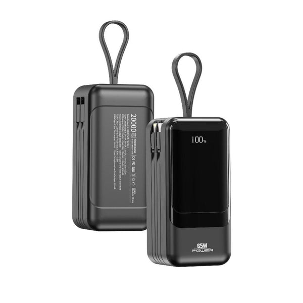 IQ TOUCH 65W Mini Laptop Power Bank (Built-in Typ-C & Lightning Cables) - POWER-X65