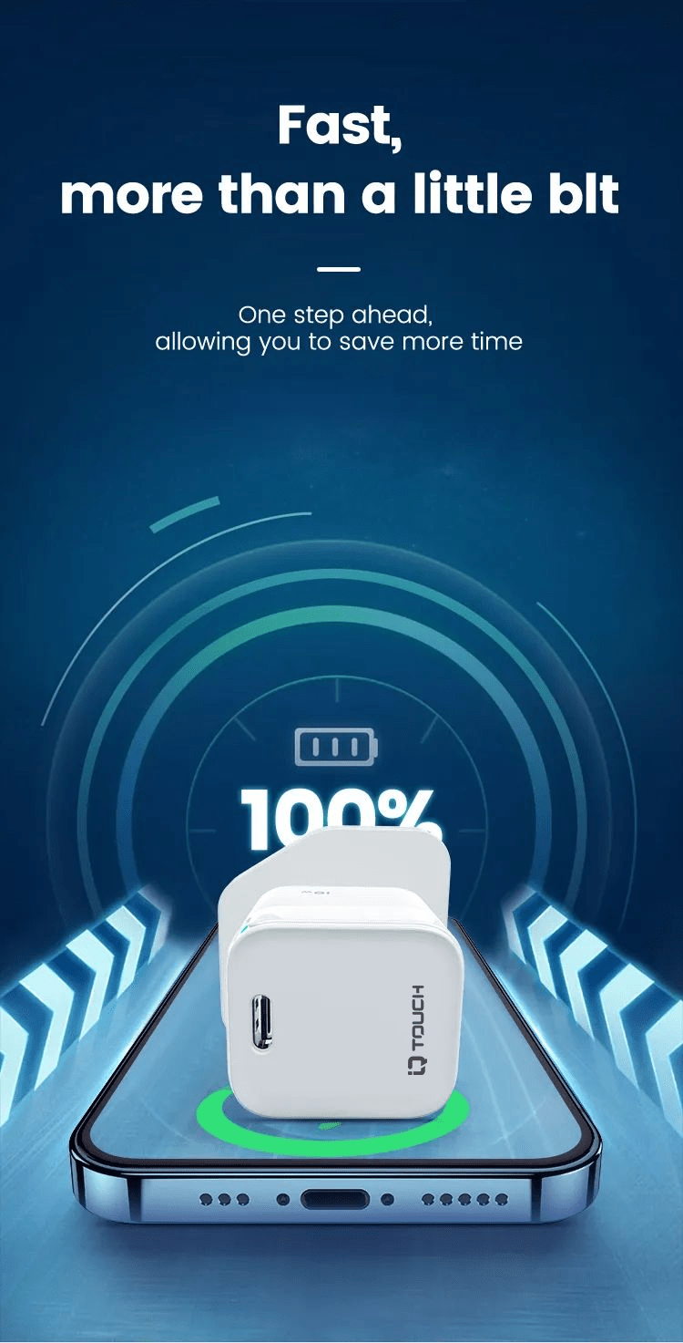IQ TOUCH PD 20W USB-C Mini Wall Charger Powered by GaN Tech - ICHARGE-20PD