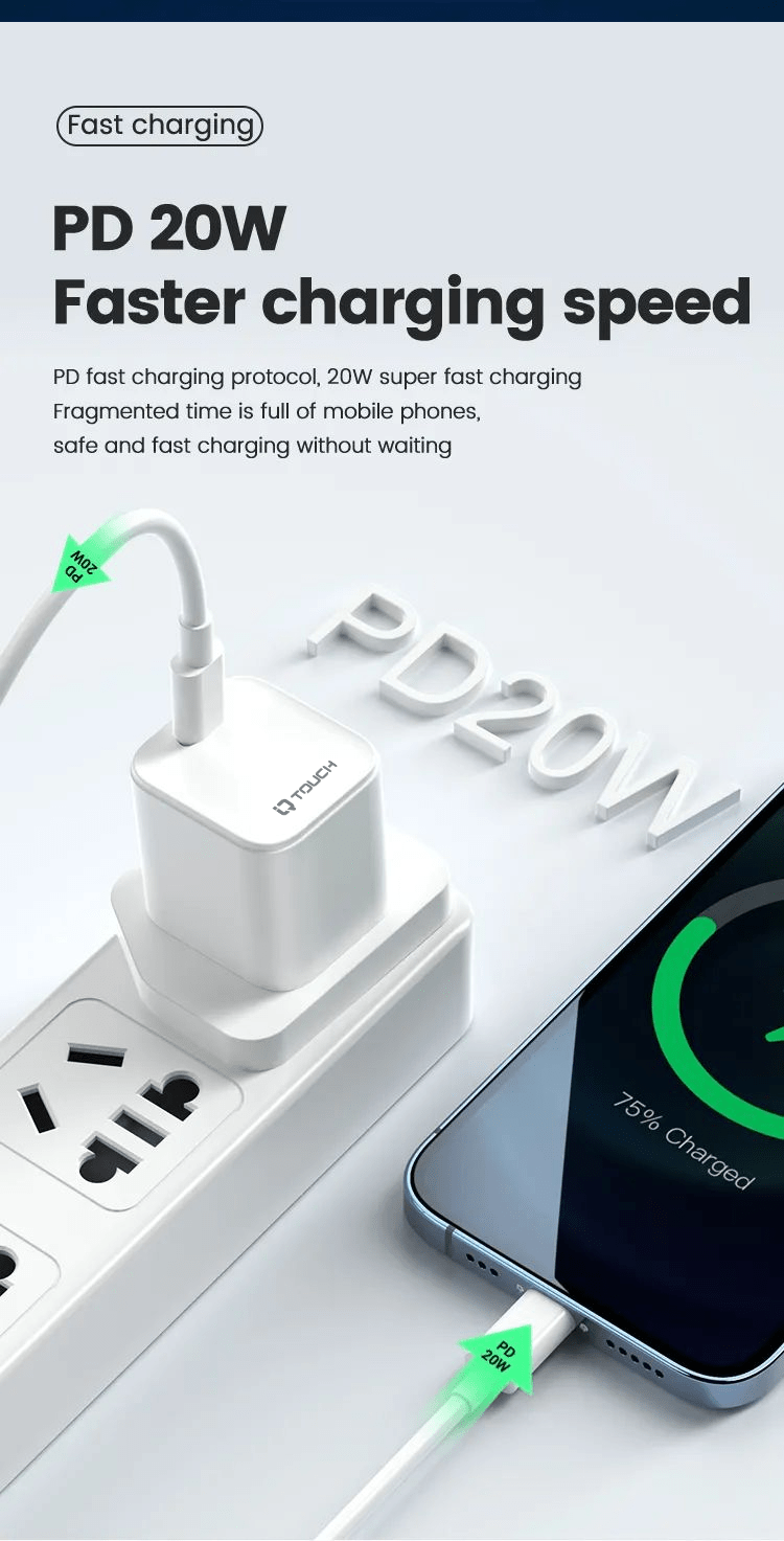 IQ TOUCH PD 20W USB-C Mini Wall Charger Powered by GaN Tech - ICHARGE-20PD