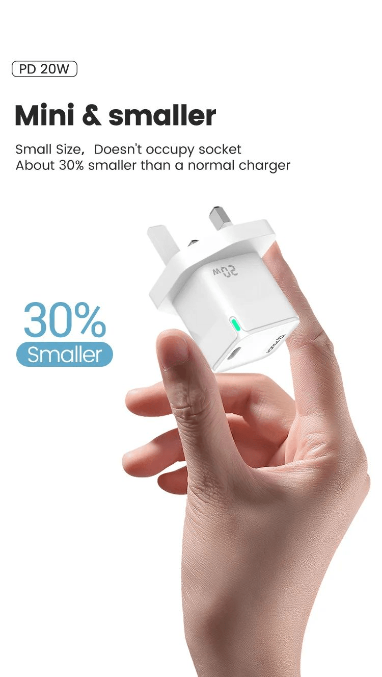 IQ TOUCH PD 20W USB-C Mini Wall Charger Powered by GaN Tech - ICHARGE-20PD