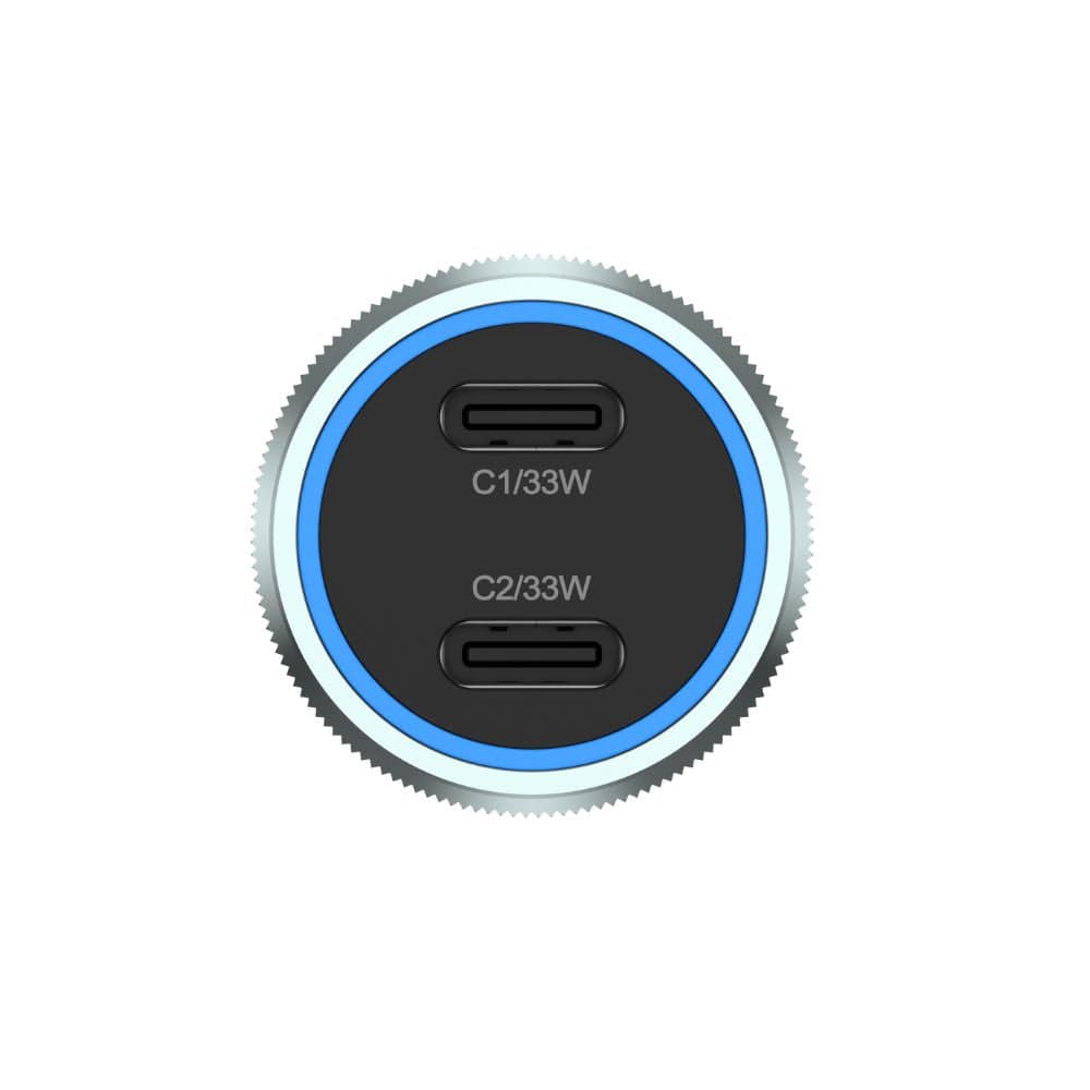 IQ Touch 66W Dual Type-C Car Charger with Type-C Charging Cable - PD66-C