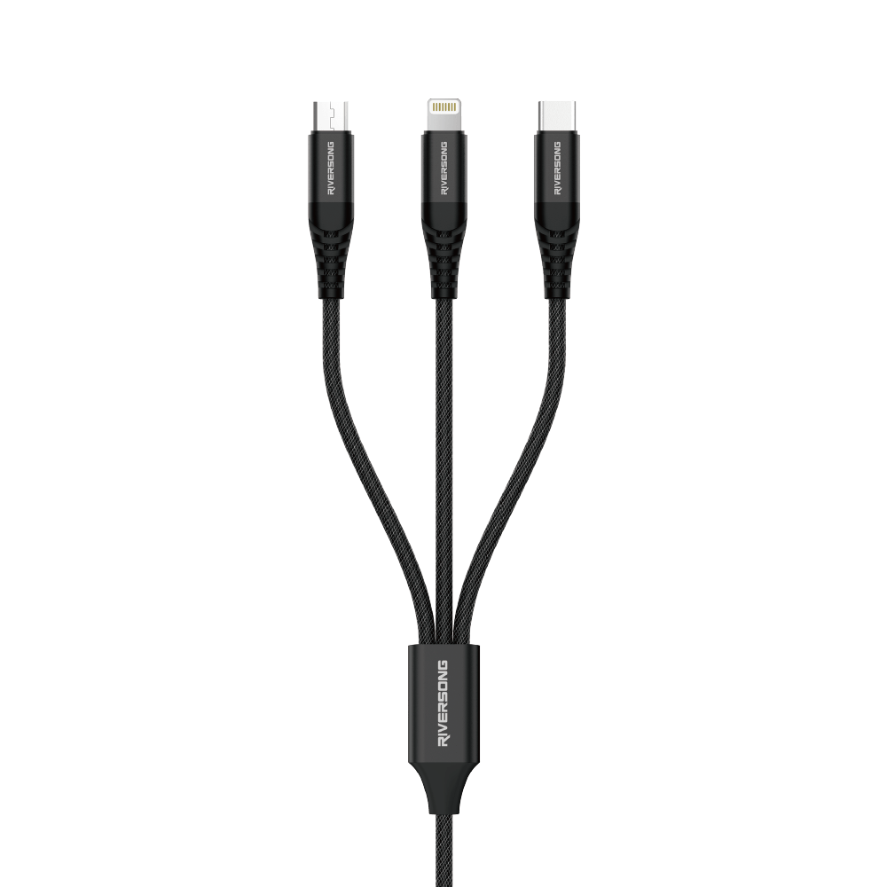 RIVERSONG 3-in-1 1M Fast Charging Cable (Micro, Lighting, Type-C) - C58