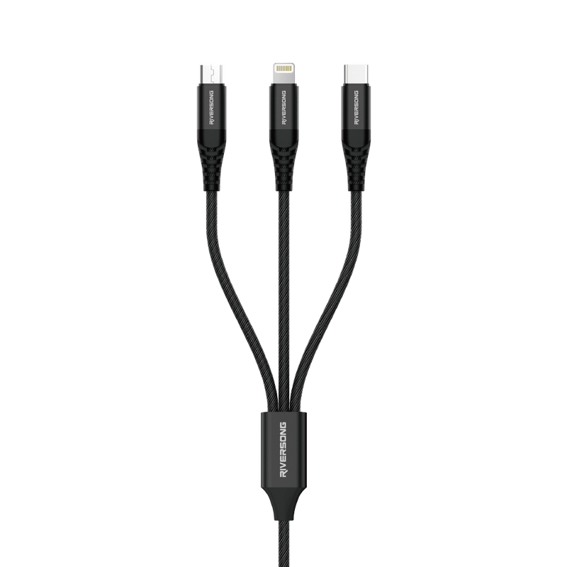 RIVERSONG 3-in-1 1M Fast Charging Cable (Micro, Lighting, Type-C) - C58