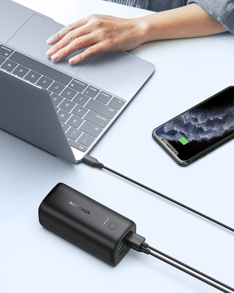 RAVPower 10000mAh Power Bank, Dual Outputs Portable Charger, USB-C PD 20W  Fast C