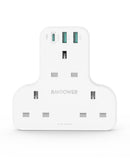 RAVPOWER 20W Wall Charger With 3 AC Plugs & 3 USB Ports - PC1036
