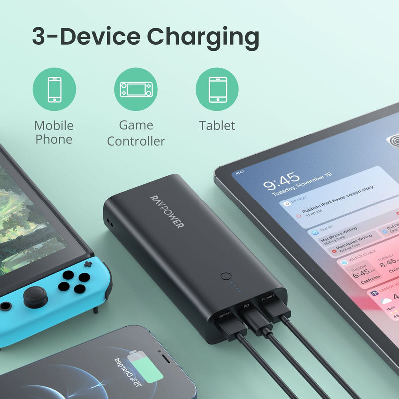 RAVPOWER 2in1 10000mAh Power Bank & Wall Charger - PB243