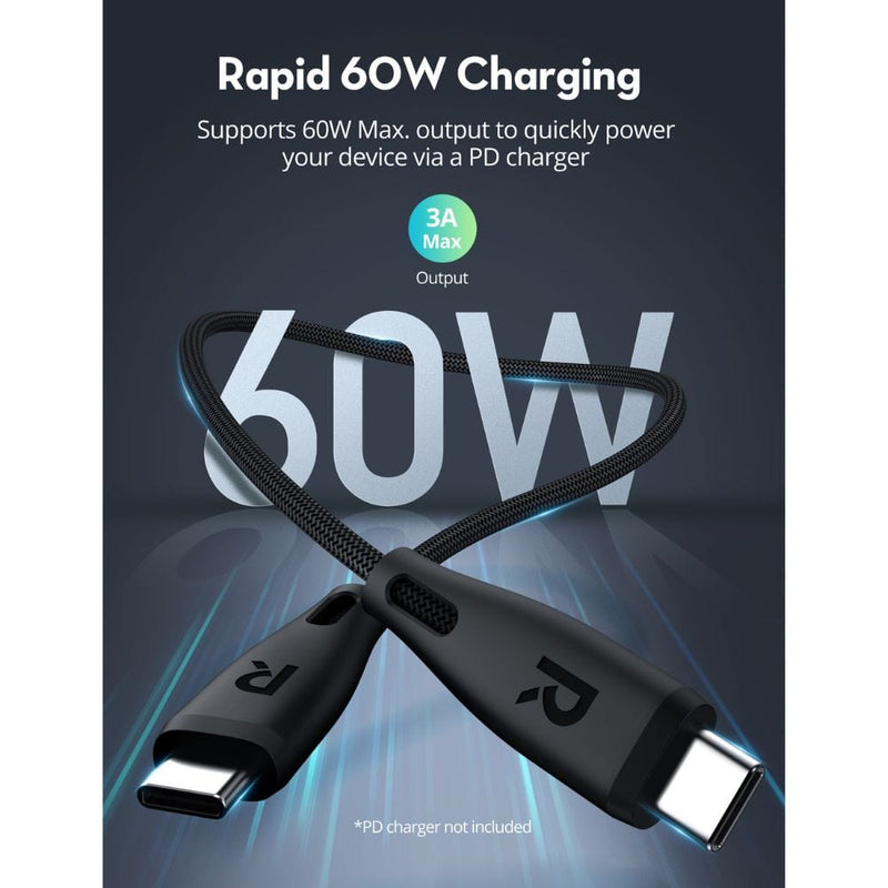 RAVPOWER 1.2M 60W USB-C to USB-C Fast Charging Cable - CB1037