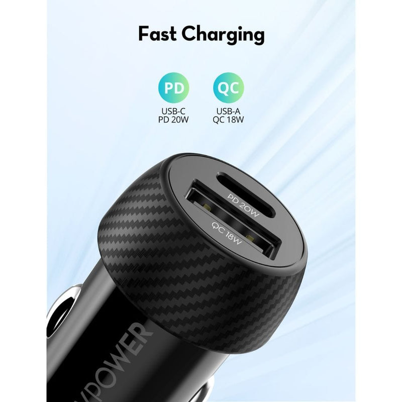 RAVPOWER 20W 2 Port(PD & QC) Fast Car Charger - VC1016