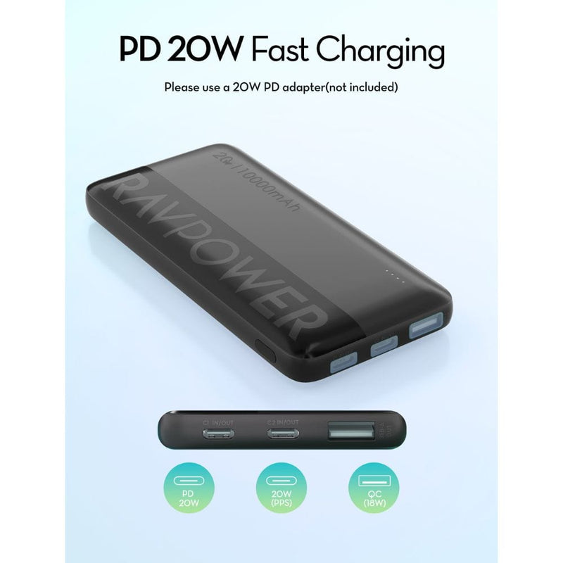 Buy RAVPOWER PD 20W 3 Ports Power Bank (10000mAh) - PB1228