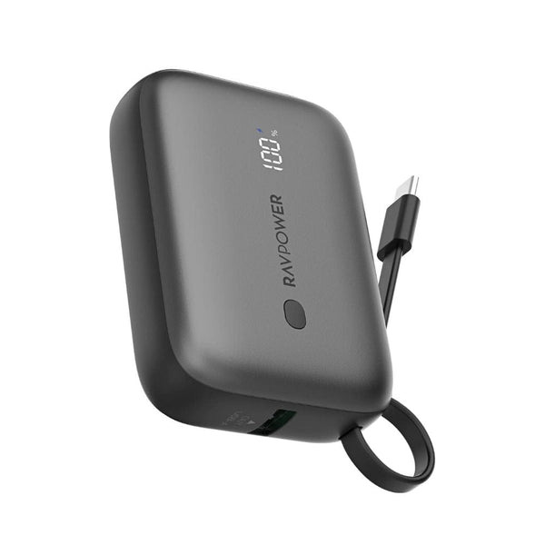 RAVPOWER PD 20W Power Bank with Built in USB-C Cable (10000mAh) - PB1224