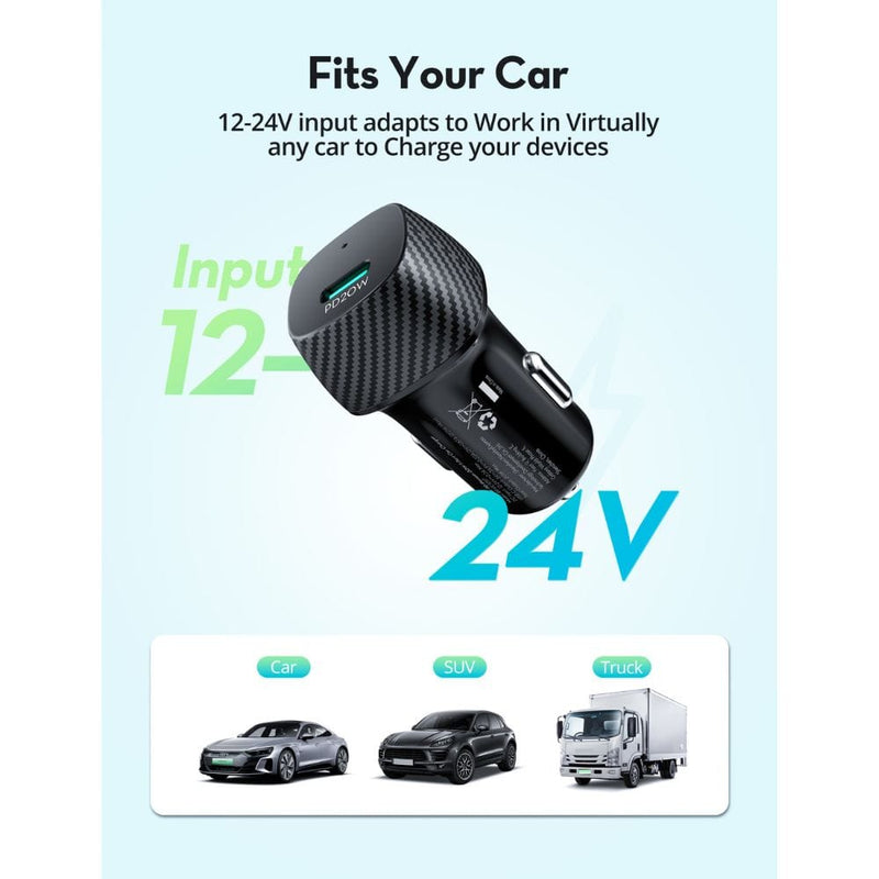 RAVPOWER PD 20W USB-C Fast Car Charger - VC1017