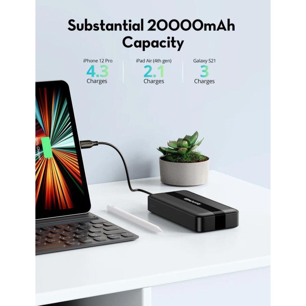 RAVPOWER PD3.0 20W 3 Ports Power Bank (20000mAh) - PB1235