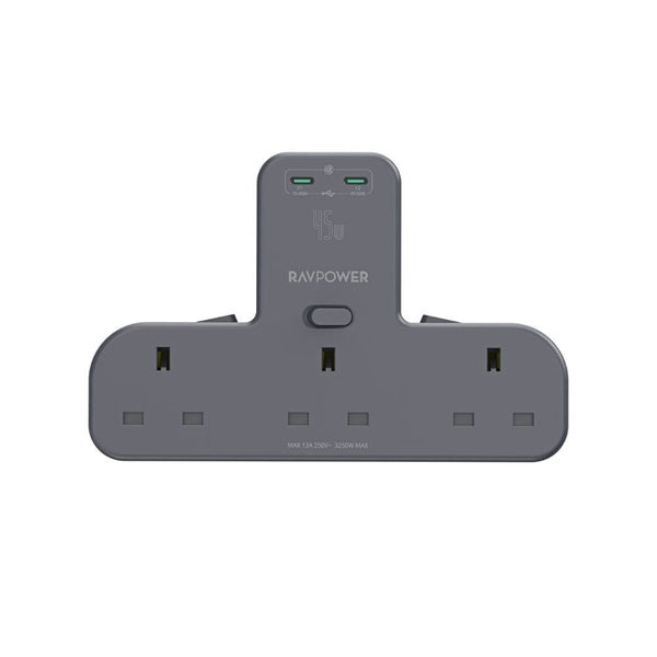RAVPOWER PD 45W Power Outlet Extender with 3 AC Outlets & 2 USB-C Ports - PC1069