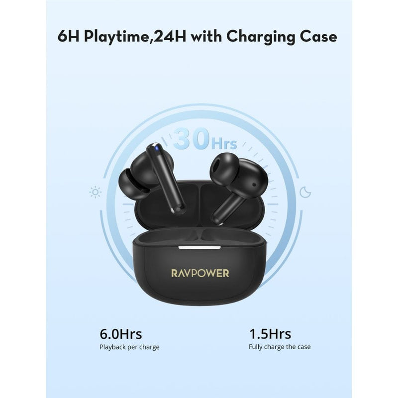 RAVPOWER True Wireless Bluetooth Earbuds (24H Playtime, ENC Clear Calls) - BH1014