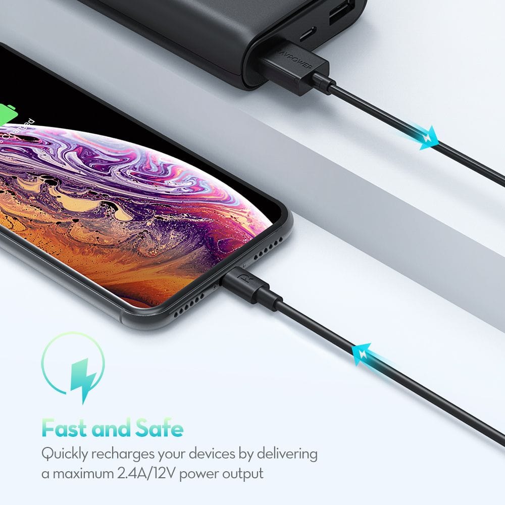RAVPOWER USB-A to Lightning Fast Charger Cable - CB101